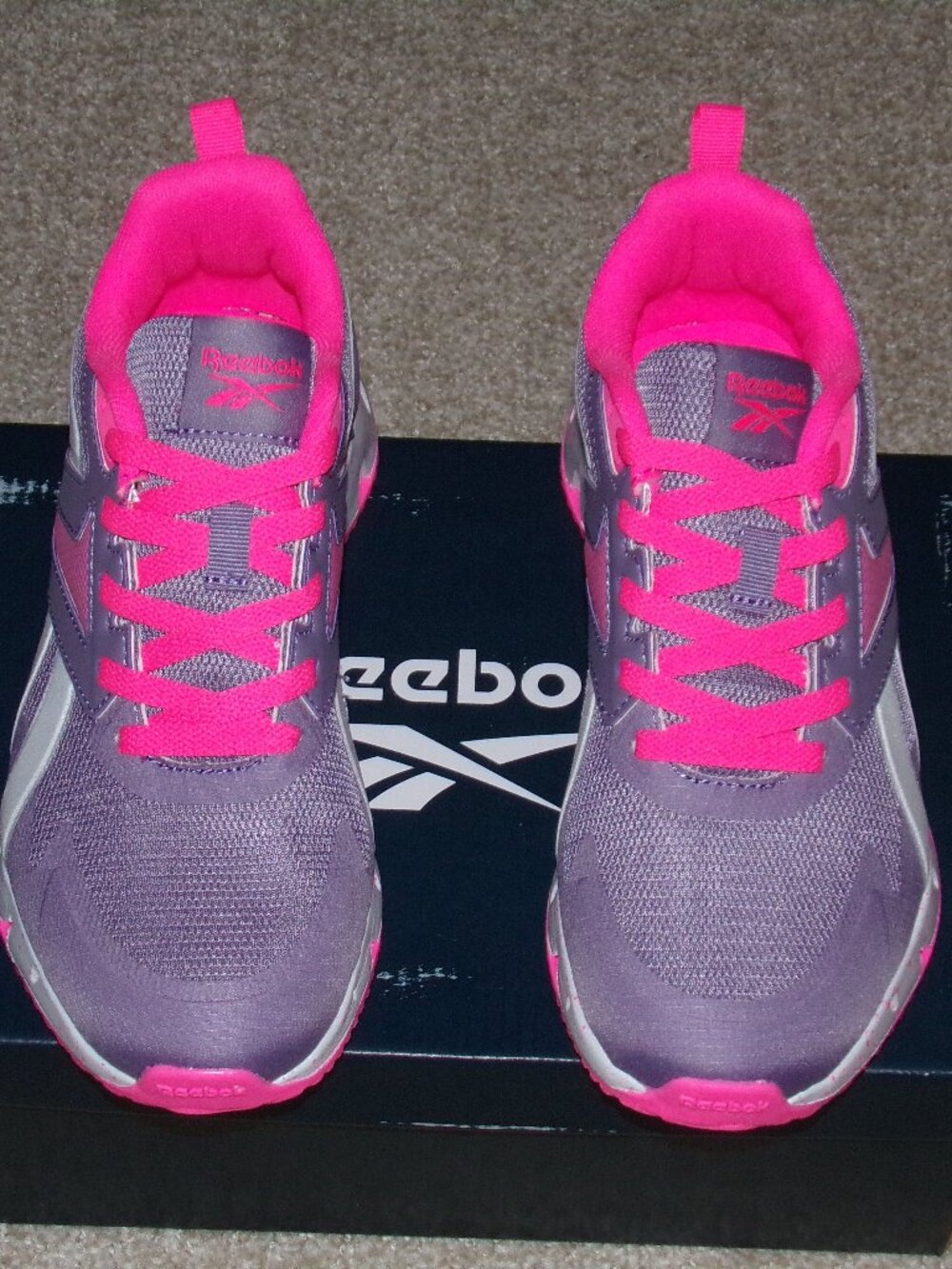 NIB GIRLS REEBOK ZIG ZECTOR LT PURPLE DK PINK WHITE SZ 6M